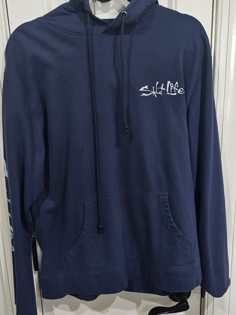 Salt Life Navy Pullover Hoodie with White Logo